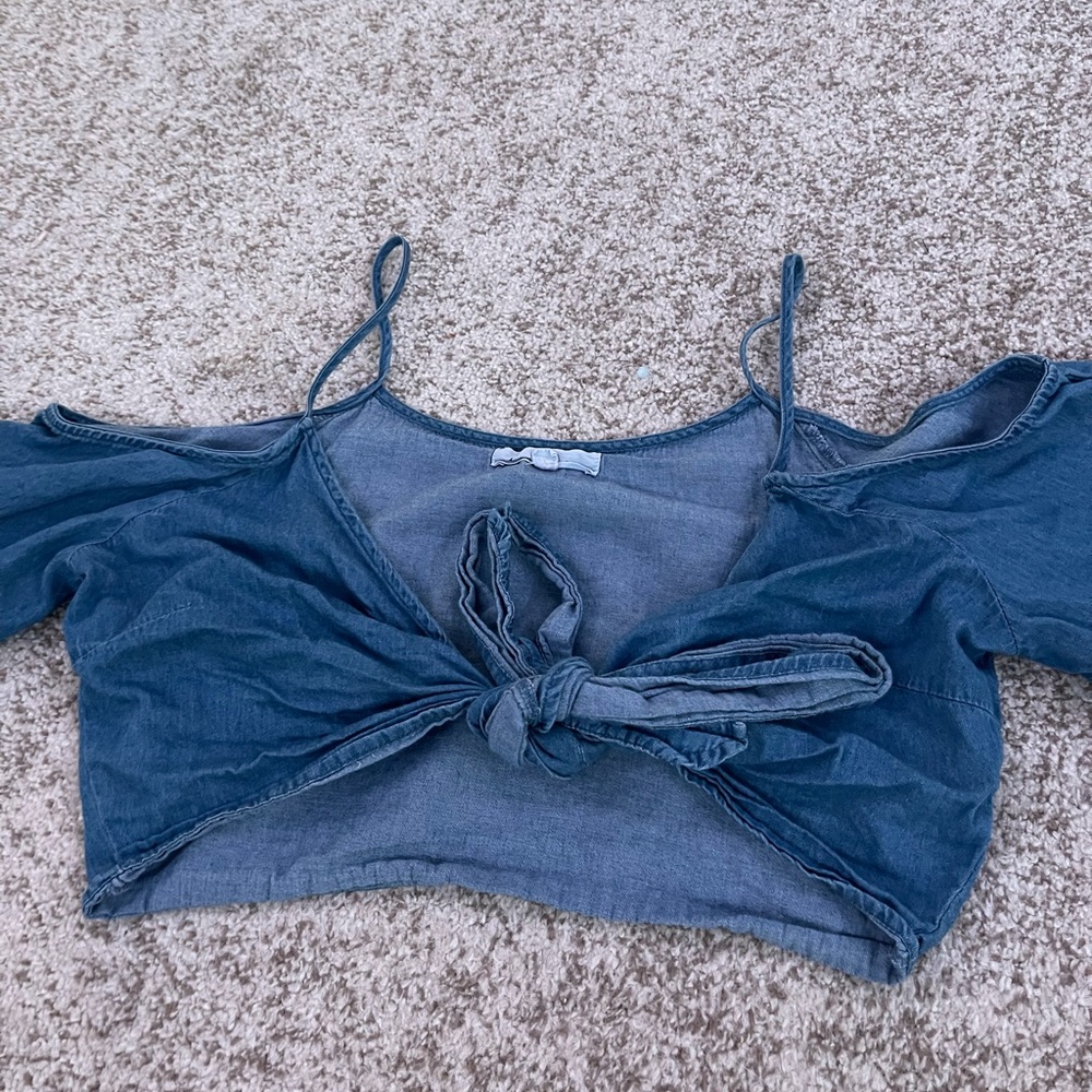 blue denim like Love Tree shirt
